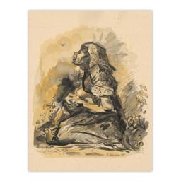 "Artery8 Gypsy & Lark Watercolour Kubincan Wall Art Poster Print in Beige - Size: W12"" x H16""" - thumbnail 1