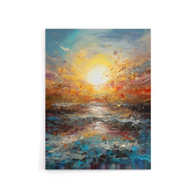 "Artery8 Sunrise At Sea Abstract Seascape Canvas Wall Art Print in Blue - Size: W18"" x H24""" - image 1