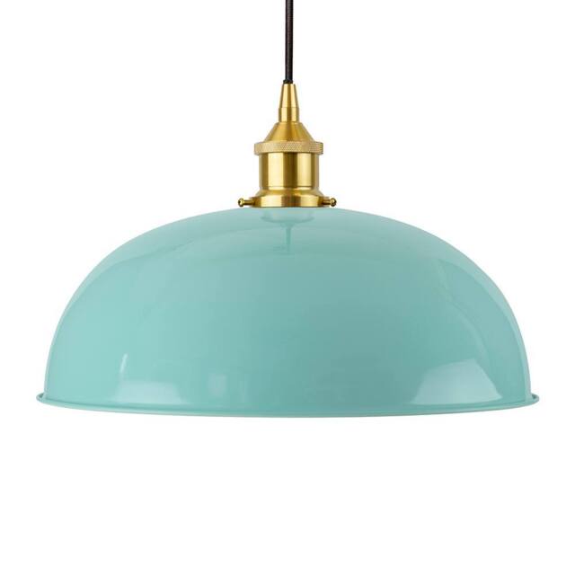 SE Home Duck Egg Blue Worcester Pendant Light - Polished Brass - Black Round - image 1