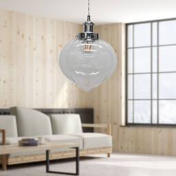 First Choice Lighting Set of 2 Layla - Clear Vintage Design Pendant Shades Chrome Flex Set - thumbnail 5