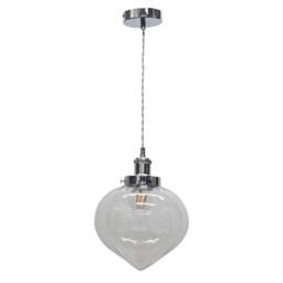 First Choice Lighting Set of 2 Layla - Clear Vintage Design Pendant Shades Chrome Flex Set - thumbnail 2