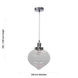 First Choice Lighting Set of 2 Layla - Clear Vintage Design Pendant Shades Chrome Flex Set - thumbnail 6