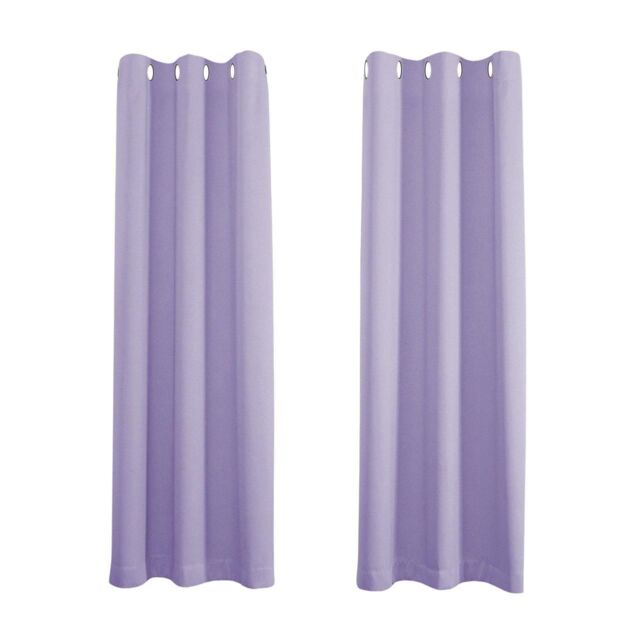 Happy Homewares Black Out Thermal Eyelet Curtains - Room Darkening Polyester 2 Panel Pair in Lilac - Size: 168 cm width x 183 cm drop - image 1