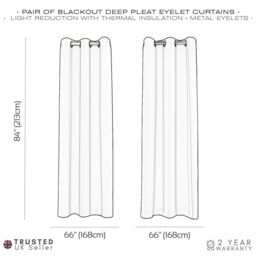 Happy Homewares Black Out Thermal Eyelet Curtains - Room Darkening Polyester 2 Panel Pair in Lilac - Size: 168 cm width x 183 cm drop - thumbnail 7