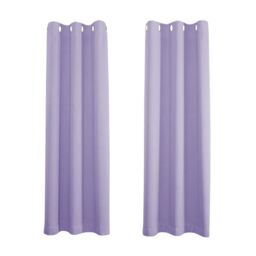 Happy Homewares Black Out Thermal Eyelet Curtains - Room Darkening Polyester 2 Panel Pair in Lilac - Size: 168 cm width x 183 cm drop