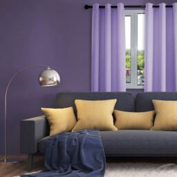 Happy Homewares Black Out Thermal Eyelet Curtains - Room Darkening Polyester 2 Panel Pair in Lilac - Size: 168 cm width x 183 cm drop - thumbnail 6