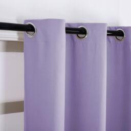 Happy Homewares Black Out Thermal Eyelet Curtains - Room Darkening Polyester 2 Panel Pair in Lilac - Size: 168 cm width x 183 cm drop - thumbnail 5