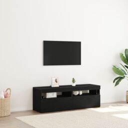 Berkfield Home TV Cabinets with LED Lights 2 pcs Black Oak 60x35x40 cm Engineered Wood - Size: 60 x 35 x 40 cm - thumbnail 1
