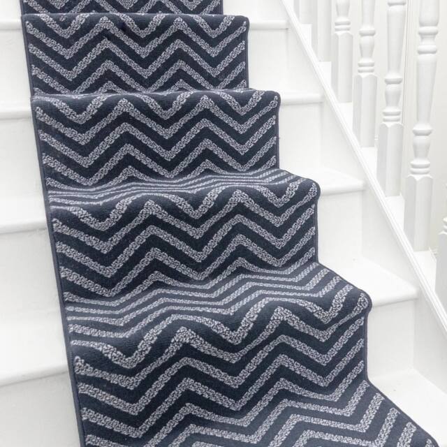 runrug Stair Runner Carpet for Staircases - Soft & Comfy, 9mm - 'Epaulet' in Blue - Size: 60 cm x 660 cm