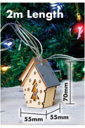 Netagon Battery Powered Christmas Wooden House Light String in White - thumbnail 2