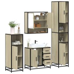 Berkfield Home 4¬†Piece Bathroom Furniture Set¬†Sonoma Oak Engineered Wood in Brown - thumbnail 1