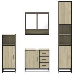 Berkfield Home 4¬†Piece Bathroom Furniture Set¬†Sonoma Oak Engineered Wood in Brown - thumbnail 5