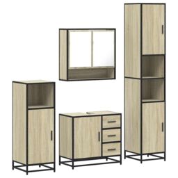 Berkfield Home 4¬†Piece Bathroom Furniture Set¬†Sonoma Oak Engineered Wood in Brown - thumbnail 2