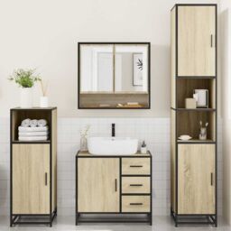 Berkfield Home 4¬†Piece Bathroom Furniture Set¬†Sonoma Oak Engineered Wood in Brown - thumbnail 3