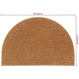 Berkfield Home Door Mat Natural Half Round 60x90 cm Tufted Coir in Brown - thumbnail 5