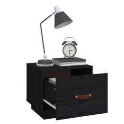 Berkfield Home Beautiful Bedside Cabinet Black 40x34x35 cm Solid Wood Pine - Size: 40 x 34 x 35 cm - thumbnail 4