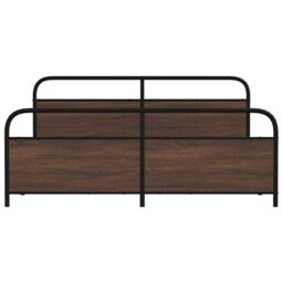 Berkfield Home Metal Bed Frame without Mattress Brown Oak 200x200 cm - thumbnail 5