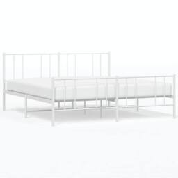 Berkfield Home Metal Bed Frame with Headboard & Footboard White 120x190 cm Sma… - Size: Super King - thumbnail 1