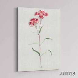"Artery8 Nadeshiko Flower Canvas Wall Art Print Vintage Japanese Botanical in Blue - Size: W18"" x H24""" - thumbnail 2