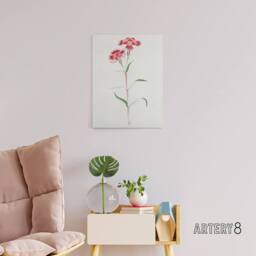 "Artery8 Nadeshiko Flower Canvas Wall Art Print Vintage Japanese Botanical in Blue - Size: W18"" x H24""" - thumbnail 3
