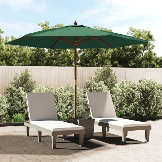 Berkfield Home Garden Parasol with Wooden Pole Green 299x240 cm - image 1