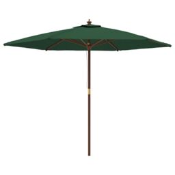 Berkfield Home Garden Parasol with Wooden Pole Green 299x240 cm - thumbnail 2