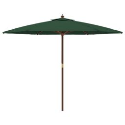 Berkfield Home Garden Parasol with Wooden Pole Green 299x240 cm - thumbnail 4