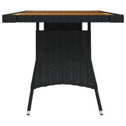 Berkfield Home Garden Table Black 130x70x72 cm Poly Rattan & Solid Acacia Wood - Size: 130 x 70 x 72 cm - thumbnail 1