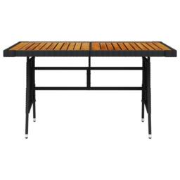 Berkfield Home Garden Table Black 130x70x72 cm Poly Rattan & Solid Acacia Wood - Size: 130 x 70 x 72 cm - thumbnail 3