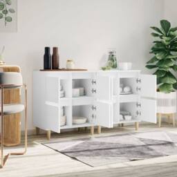 Berkfield Home Sideboards 2 pcs White 60x35x70 cm Engineered Wood - Size: 60 x 35 x 70 cm - thumbnail 1