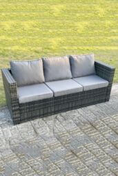 Fimous Lounge Rattan Sofa Set With Tables 2 Armchair Stool Outdoor Furniture 6 Seater in Dark Grey - thumbnail 4