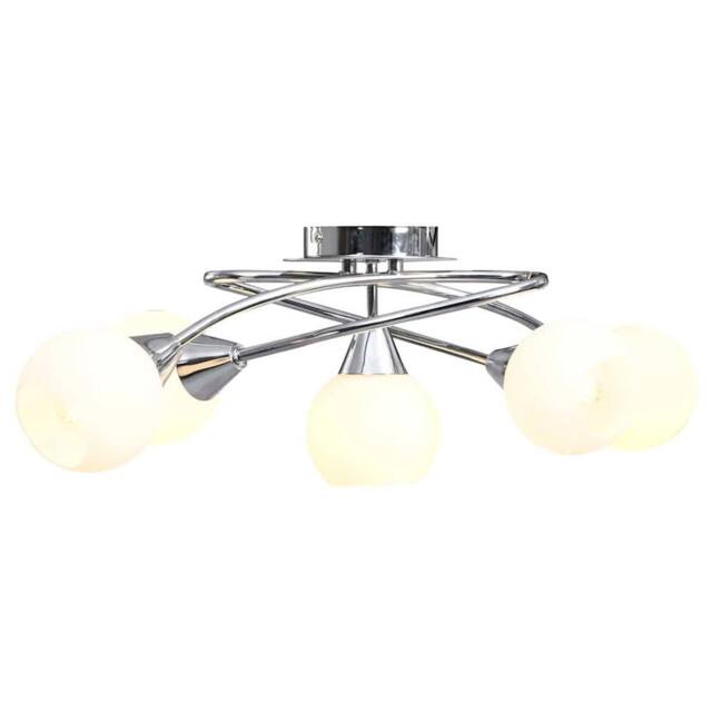 Berkfield Home Ceiling Lamp with Ceramic Shades for 5 E14 Bulbs White Bowl - image 1