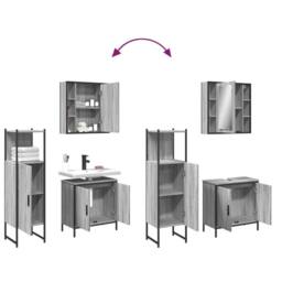 Berkfield Home Stylish 3 Piece Bathroom Cabinet Set Grey Sonoma Engineered Wood - thumbnail 9
