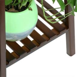 NESTLUNE Bamboo 2 Tier Tall Plant Stand Pot Holder Small Space in Brown - Size: 100 cm x 15 cm - thumbnail 3