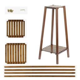 NESTLUNE Bamboo 2 Tier Tall Plant Stand Pot Holder Small Space in Brown - Size: 100 cm x 15 cm - thumbnail 6