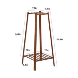 NESTLUNE Bamboo 2 Tier Tall Plant Stand Pot Holder Small Space in Brown - Size: 100 cm x 15 cm - thumbnail 2