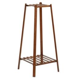 NESTLUNE Bamboo 2 Tier Tall Plant Stand Pot Holder Small Space in Brown - Size: 100 cm x 15 cm