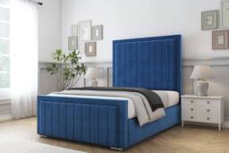 "Sloomy Pemberton Plush Deep-Sided Bed Frame With 50"" Upholstered Headboard in Navy - Size: Single" - thumbnail 2