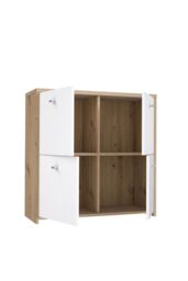 FWStyle 4 Door Storage Cabinet Sonoma Oak & Matt White in Brown - thumbnail 5