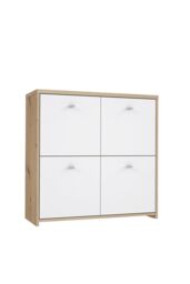 FWStyle 4 Door Storage Cabinet Sonoma Oak & Matt White in Brown - thumbnail 4