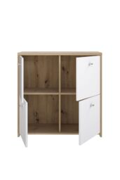 FWStyle 4 Door Storage Cabinet Sonoma Oak & Matt White in Brown - thumbnail 3