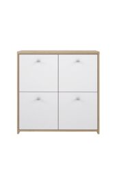 FWStyle 4 Door Storage Cabinet Sonoma Oak & Matt White in Brown - thumbnail 2