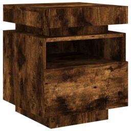Berkfield Home Bedside Cabinets with LED Lights 2 pcs Smoked Oak 40x39x48.5 cm in Brown - thumbnail 6