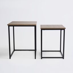 OHS Manhattan Set of 2 Square Nest of Tables Modern End Side Coffee Table in Light Oak - thumbnail 7