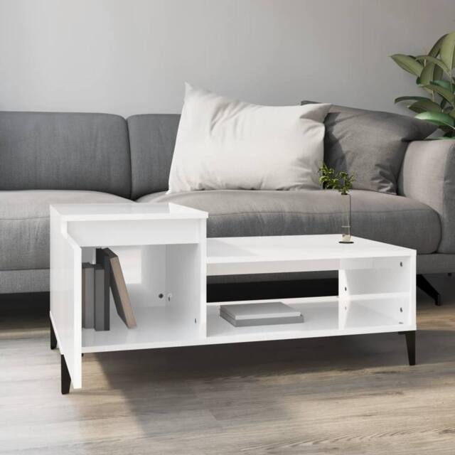 Berkfield Home Decorative Coffee Table High Gloss White 100x50x45 cm Engineered Wood - Size: 100 x 50 x 45 cm - image 1