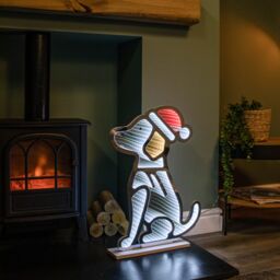 Samuel Alexander 60cm Light up Sitting Dog in Santa Hat Infinity Christmas Decoration with LEDs in Red - thumbnail 2