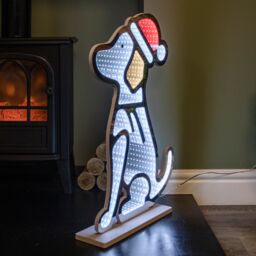 Samuel Alexander 60cm Light up Sitting Dog in Santa Hat Infinity Christmas Decoration with LEDs in Red - thumbnail 3