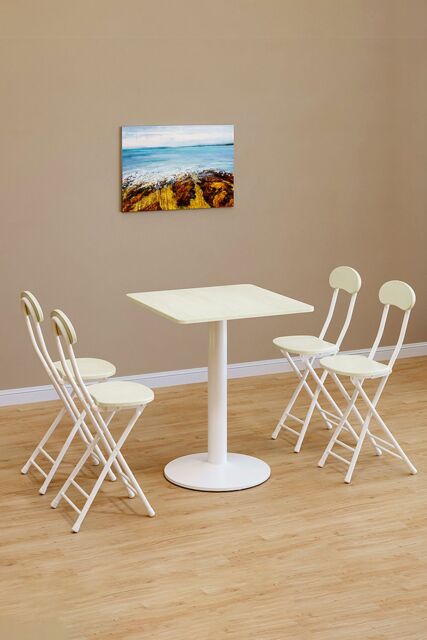Living and Home 5-piece Set of Square Table & 4 Chairs Bistro Coffee Table Dining Furniture Set in White - image 1
