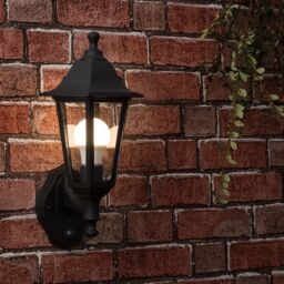 ValueLights Mayfair Pair Of Traditional Style Black Outdoor Security PIR Motion Sensor IP44 Wall Light Lanterns - thumbnail 5