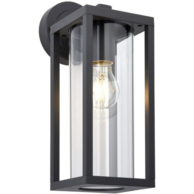 Loops Non Automatic Outdoor Wall Light - Textured Black & Clear Glass Diffuser - image 1
